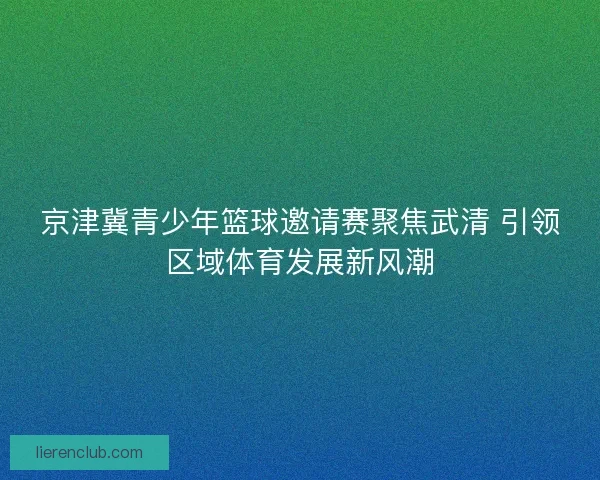 京津冀青少年篮球邀请赛聚焦武清 引领区域体育发展新风潮